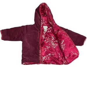 Vintage Baby Guess Jacket 24M Toddler Floral Velvet Holiday Hooded Coat Cozy
